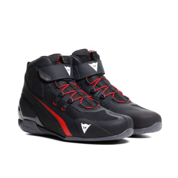Dainese Men's HERIAN AIR Shoes Black high-top sneakers with red accents on a white background