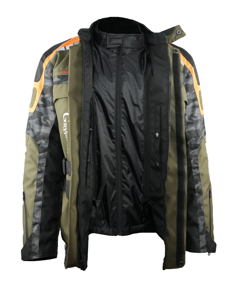 Multicolored jacket with black interior on a white background