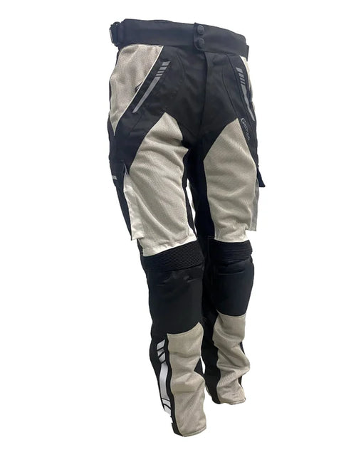 Black and gray Gryphon men's HI-FLO Motorcycle pants on a white background