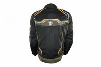 Gryphon Men's TUSCON Mesh Transition Jacket in black green and orange back side with Gryphon Image on a white background