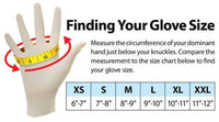 Gryphon Motorcycle Gloves size Chart with measurements in inches