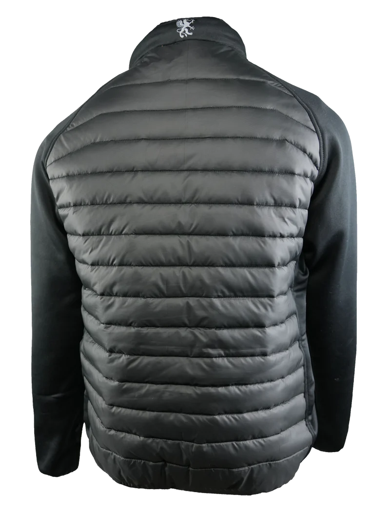 black puffer jacket on a white background