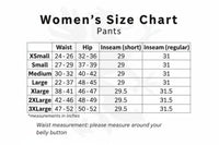 Gryphon Women's pants size chart for pants with weight, hip, waist, and inseam measurements.