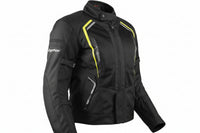 Gryphon Women's TORQUE Mesh Transition Jacket Black motorcycle jacket with hiviz accents on a white background