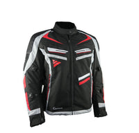 Gryphon Women's TWISTED SISTERS Waterproof Jacket  inBlack, gray, and red motorcycle jacket on a white background