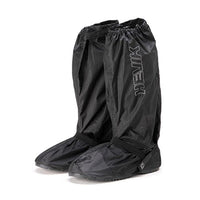 Black motorcycle boot or shoe covers for rain gear with "Hevik" brand logo on a white background