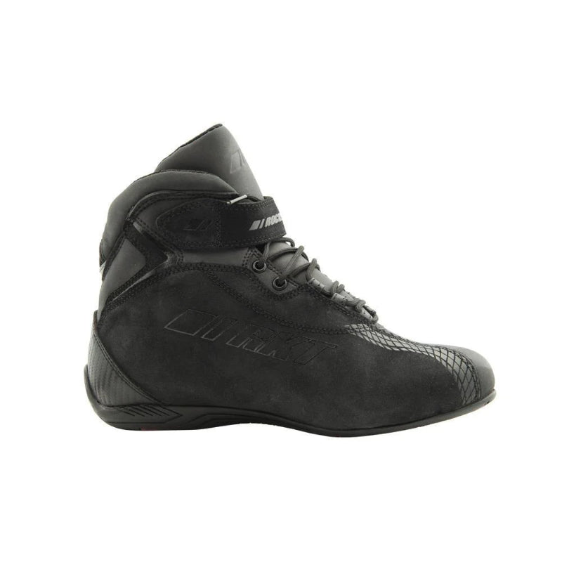Black high-top sneaker on a white background