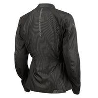 Joe Rocket branded women's black motorcycle jacket on a white background
