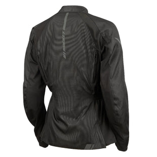 Joe Rocket branded women's black motorcycle jacket on a white background