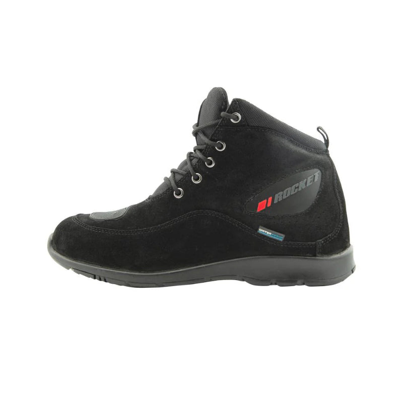 Joe Rocket Men's Blaster Motorcycle  high-top boots in black with gray and red accents on a white background