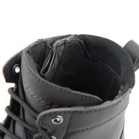 Close-up of the Joe Rocket Iron Age Waterproof Motorcycle Cruiser Boot opening, showcasing the padded ankle collar, soft interior lining, and wide-entry design with side zipper access. Designed for easy on and off, enhanced comfort, and a secure fit for cruiser, touring, and everyday motorcycle riding.