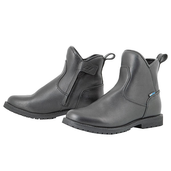 Joe_Rocket_Lotus_Womens_Waterproof_Motorcycle_Boots_Black ankle high with zipper closure on a white background
