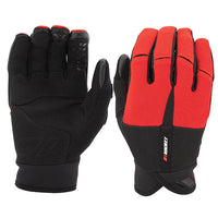 A pair of Joe Rocket Men's PHOENIX Mesh Gloves in black and red color, featuring a premium synthetic palm with silicone print for grip, and touchscreen fingertips.