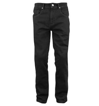 A pair of black Joe Rocket Speedmaster Dyneema motorcycle jeans with knee protectors and a mid-rise waist.