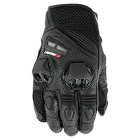 A black Joe Rocket Men's SPEEDMASTER Air Leather/Mesh Short Glove featuring a combination leather and mesh outer shell with reinforced leather palm, knuckle protectors, and a hook and loop cuff closure.