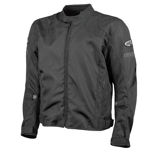 Joe Rocket Mens Velocity Black motorcycle jacket with brand logos on a white background