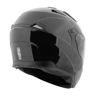 Black motorcycle helmet on a white background