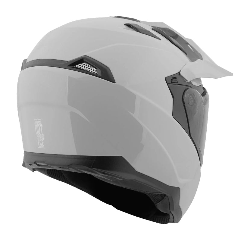 Gray motorcycle helmet with visor on a white background