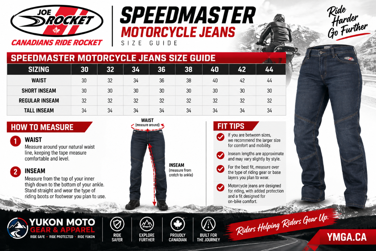 Joe Rocket Men's SPEEDMASTER DYNEEMA Motorcycle Jeans Size Chart