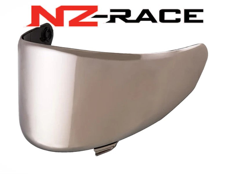 Silver visor with NZ-Race logo on a white background