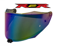 Rainbow Motorcycle helmet visor with gradient color and 'R2R' logo above