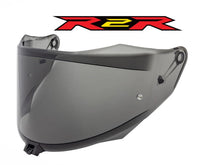 Light Gray motorcycle helmet visor with R2R logo on a white background