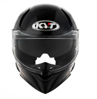 Glossy Black motorcycle helmet with clear visor on a white background