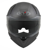 Gunmetal Grey motorcycle helmet with clear visor on a white background