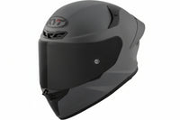 KYT TT-REVO Motorcycle Helmet in matte gray with a KYT brand logo on a white background