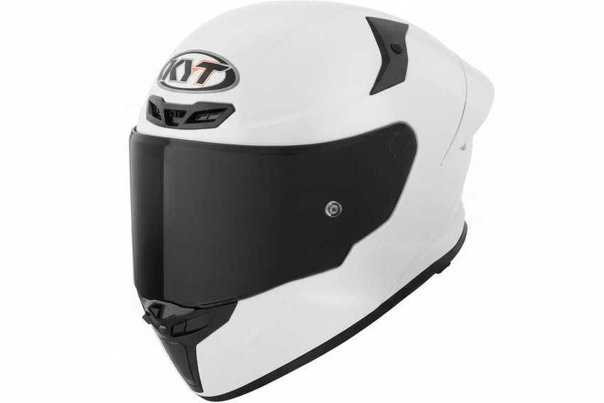 KYT TT-REVO Motorcycle Helmet in white with a KYT brand logo on a white background