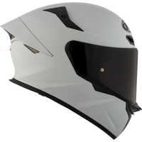 KYT TT-Revo full-face motorcycle helmet in Matte Asp Grey featuring a dark smoke visor, lightweight aerodynamic shell, advanced ventilation system, and race-inspired styling. DOT and ECE certified sport bike helmet engineered for superior comfort, protection, and performance on the street and track.