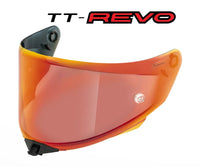 Red visor with black frame and 'TT-Revo' branding on a white background