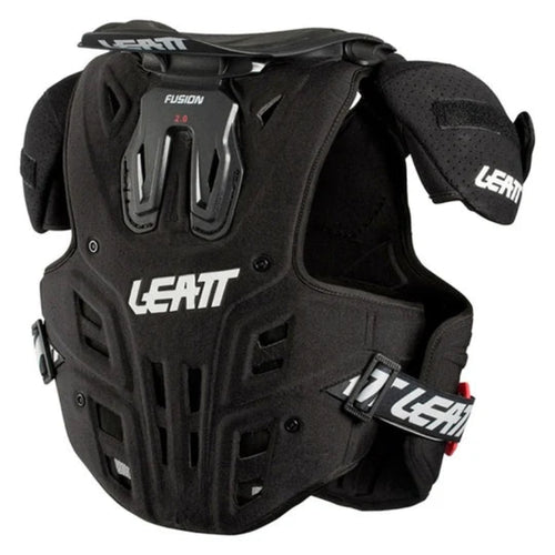 Black Leatt chest protector on a white background