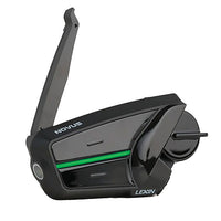 Black Lexin Novus motorcycle helmet intercom on a white background
