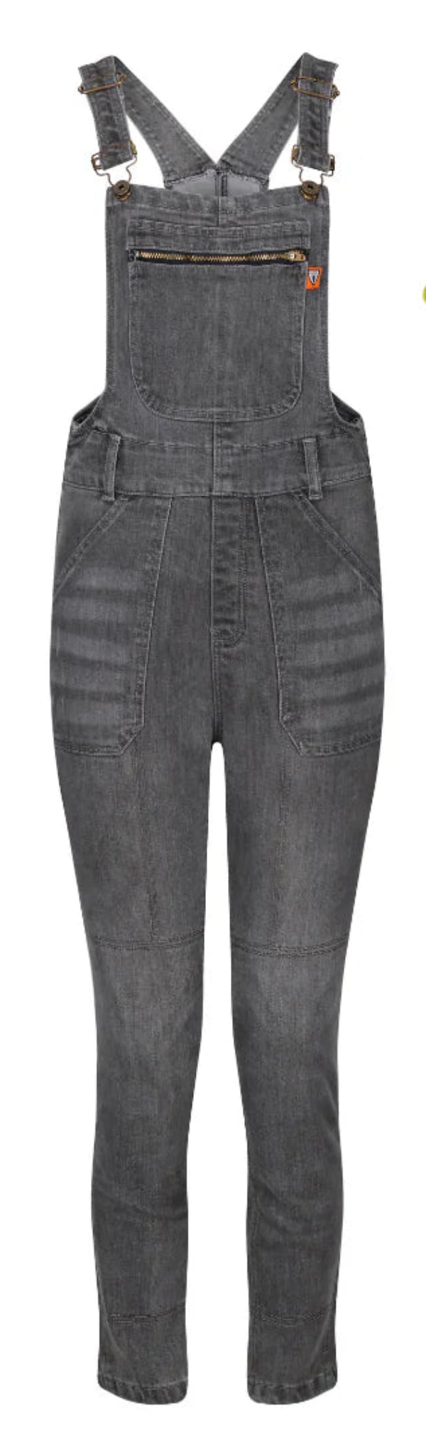 Motorgirl Daisy Grey Demin overalls on a whitebackground