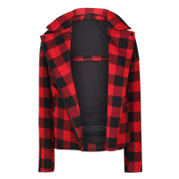 a red and black checkered otogirl Jessie Flannel Jacket open showing black inside liner on a white background