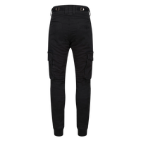 Black cargo pants on a white background