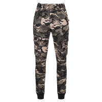 Camouflage cargo pants on a white background