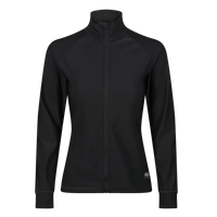 A black MotoGirl mid-layer jacket with a front zipper, designed to be worn under motorcycle gear for extra warmth.