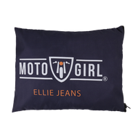 A blue Motogirl  Ellie Jeans branded bag