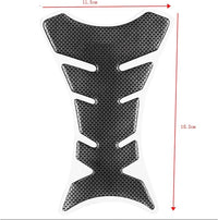 Universal carbon fiber look motorcycle fuel tank protector measuring 11.5 cm x 18.2 cm. Self-adhesive gas tank pad helps prevent scratches, zipper scuffs, and paint damage on sport, touring, adventure, and cruiser motorcycles. Available in Canada from Yukon Moto Gear & Apparel.