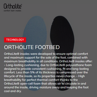 Ortholite footbed technology with text on a gray background