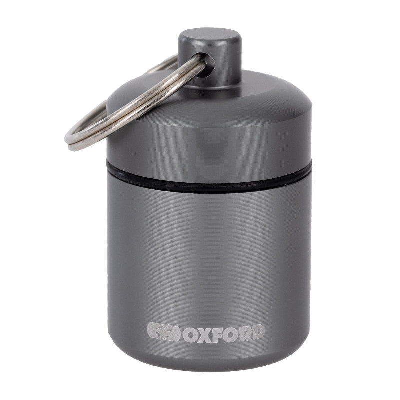 Gray container with a carabiner and 'Oxford' branding on a white background