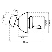 Technical drawing of a mechanical component with dimensions