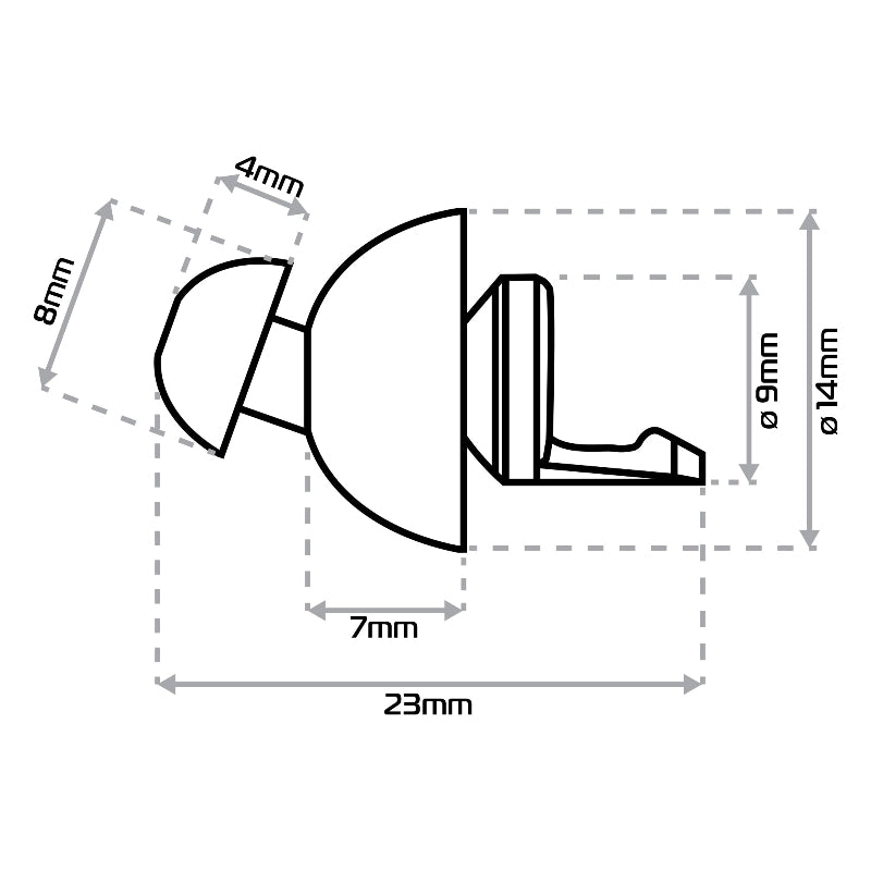 Technical drawing of a mechanical component with dimensions