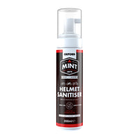 Helmet sanitiser spray bottle with Oxford branding on a white background