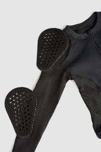 The Pando Moto Shell WW in black showing the protective armour with placement areas on a grey background
