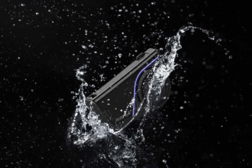 Product being submerged in water with a black background