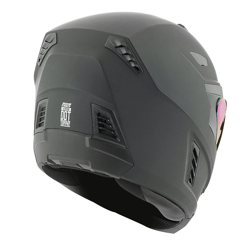 Black SS1500 SolidSpeed motorcycle helmet with air vents on a white background