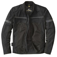 A black Scorpion EXO men's cargo air motorcycle jacket with a mesh material, featuring multiple pockets and CE armor at the shoulders and elbows.
